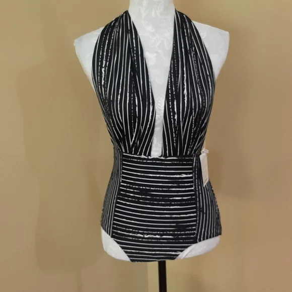 Cocoship Halter Top black & white size 6 - Picture 7 of 7